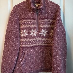 Style & Co Quarter-Zip Sherpa Fleece Sweater | Rose Fairisle
